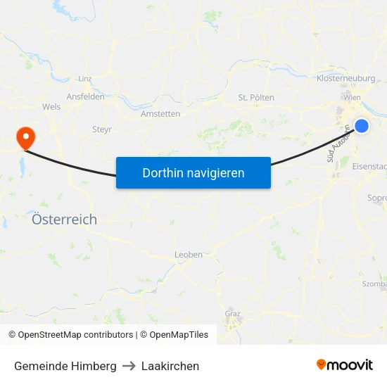 Gemeinde Himberg to Laakirchen map