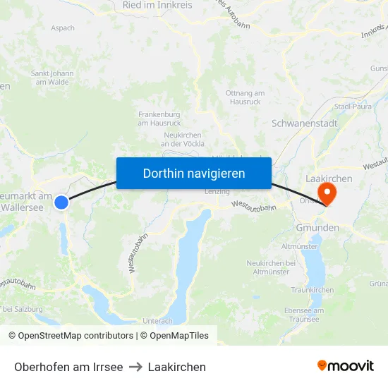 Oberhofen am Irrsee to Laakirchen map