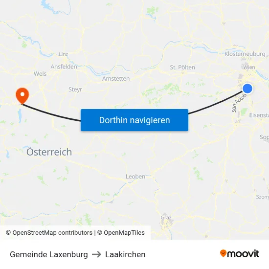 Gemeinde Laxenburg to Laakirchen map