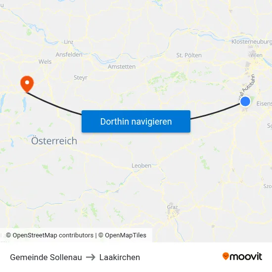 Gemeinde Sollenau to Laakirchen map