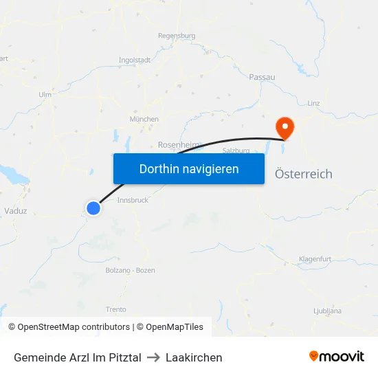 Gemeinde Arzl Im Pitztal to Laakirchen map