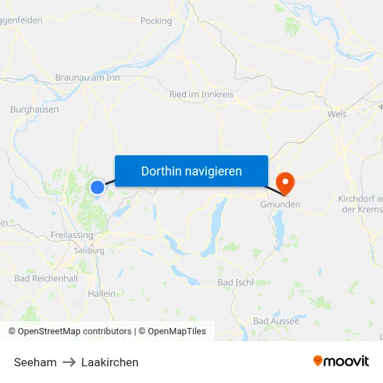 Seeham to Laakirchen map