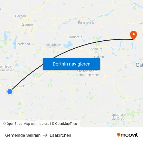 Gemeinde Sellrain to Laakirchen map