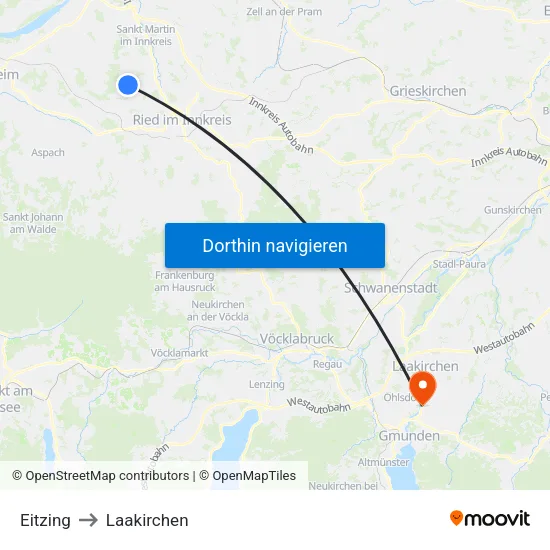 Eitzing to Laakirchen map