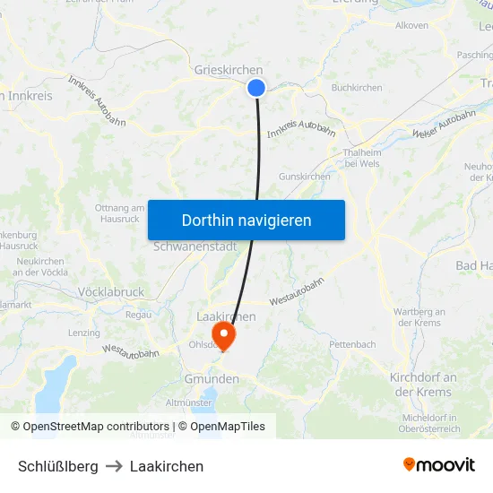 Schlüßlberg to Laakirchen map