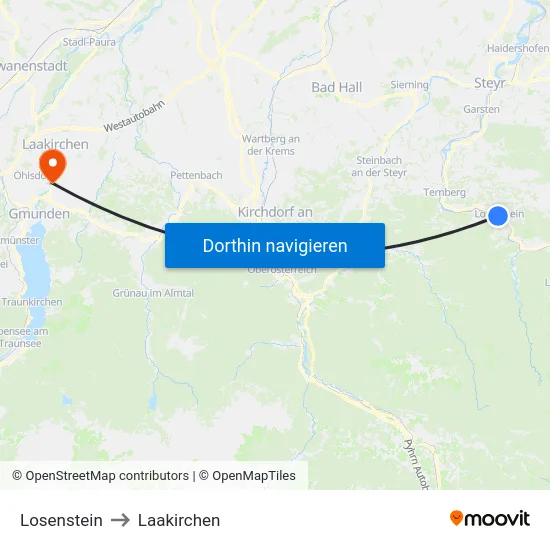 Losenstein to Laakirchen map