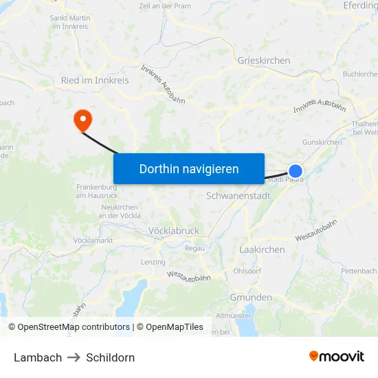 Lambach to Schildorn map