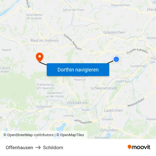 Offenhausen to Schildorn map
