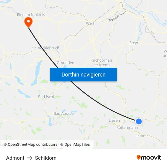 Admont to Schildorn map