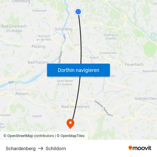 Schardenberg to Schildorn map