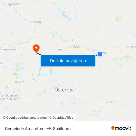 Gemeinde Amstetten to Schildorn map