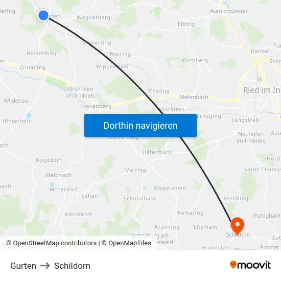 Gurten to Schildorn map