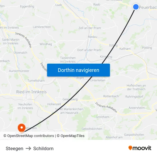 Steegen to Schildorn map