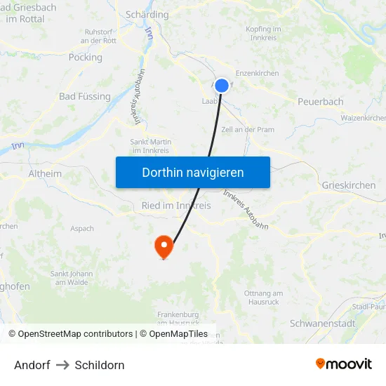 Andorf to Schildorn map