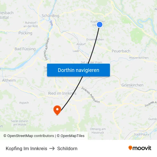 Kopfing Im Innkreis to Schildorn map