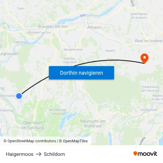 Haigermoos to Schildorn map