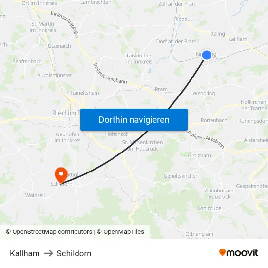 Kallham to Schildorn map