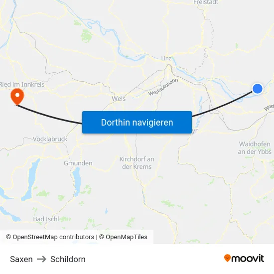 Saxen to Schildorn map