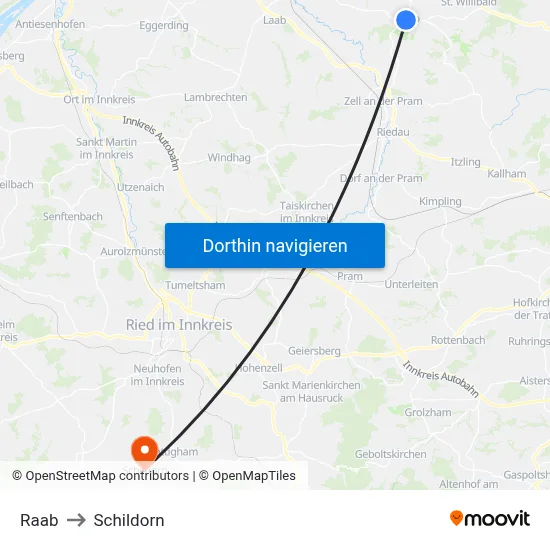 Raab to Schildorn map