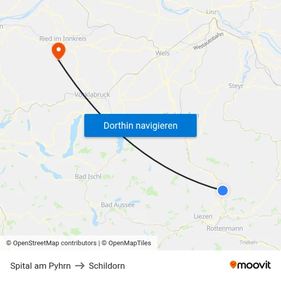 Spital am Pyhrn to Schildorn map
