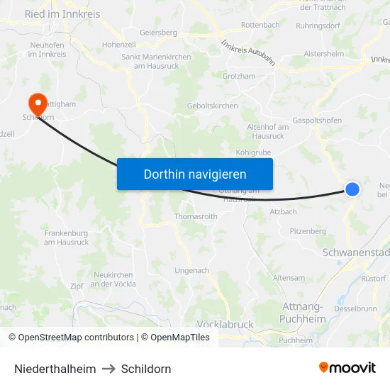 Niederthalheim to Schildorn map