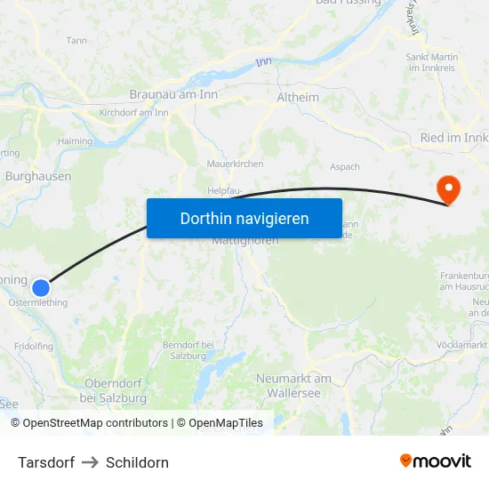 Tarsdorf to Schildorn map