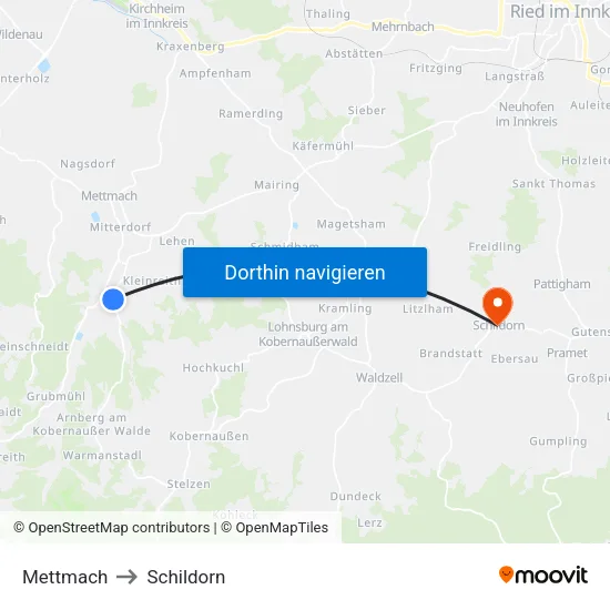 Mettmach to Schildorn map