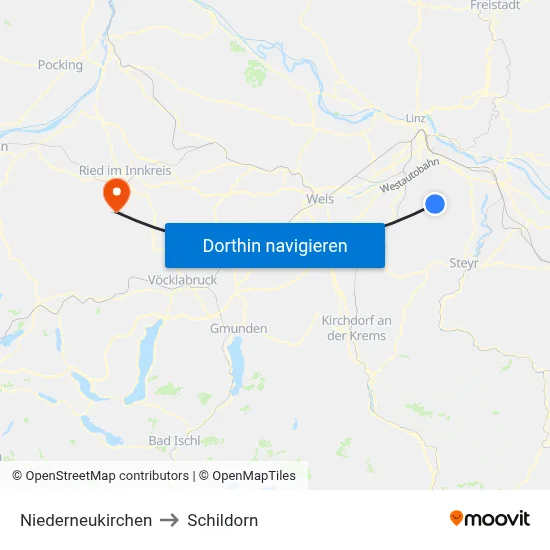 Niederneukirchen to Schildorn map