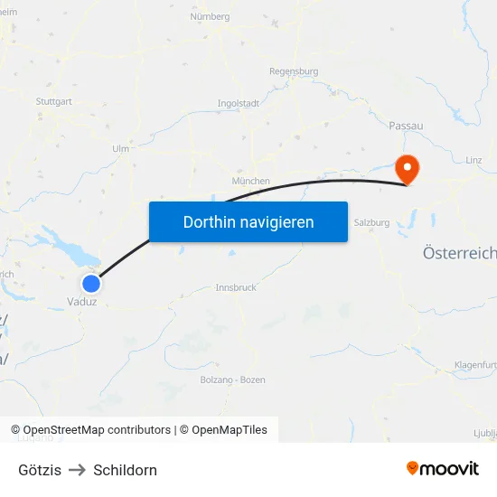 Götzis to Schildorn map