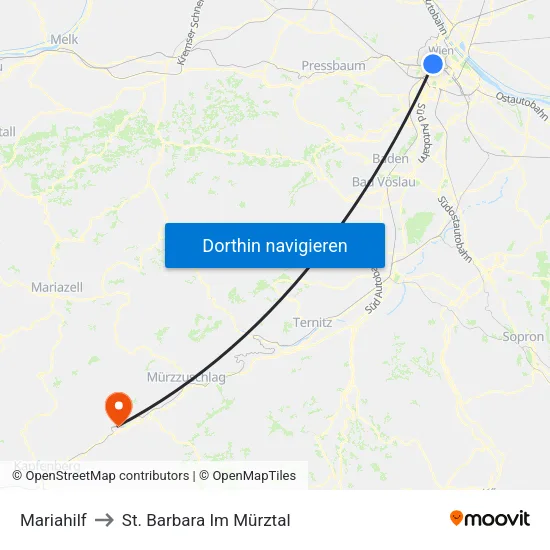 Mariahilf to St. Barbara Im Mürztal map