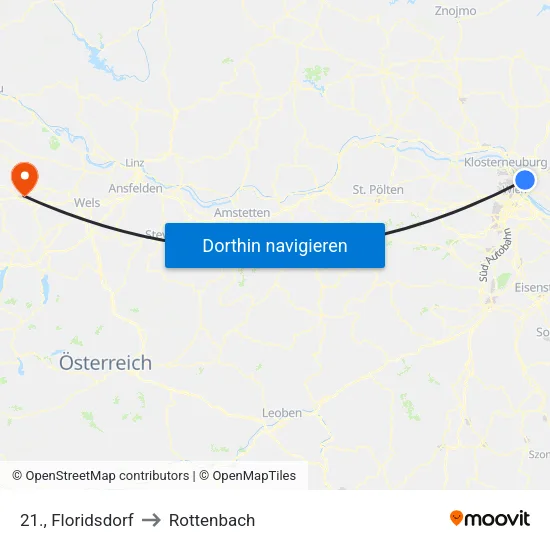 21., Floridsdorf to Rottenbach map