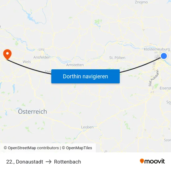 22., Donaustadt to Rottenbach map
