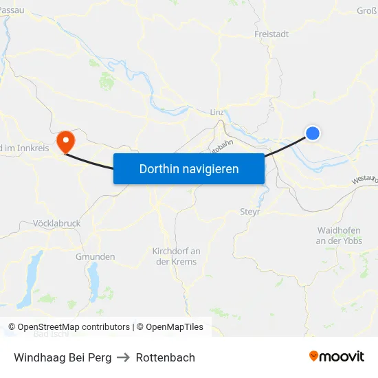 Windhaag Bei Perg to Rottenbach map