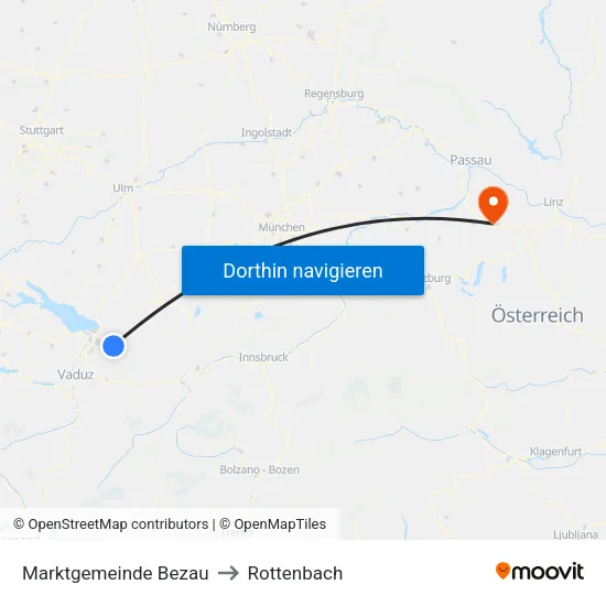 Marktgemeinde Bezau to Rottenbach map