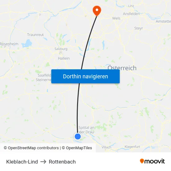 Kleblach-Lind to Rottenbach map