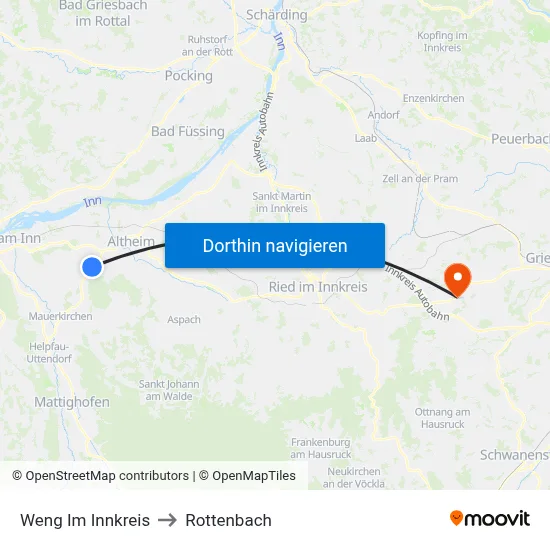 Weng Im Innkreis to Rottenbach map