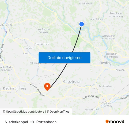 Niederkappel to Rottenbach map