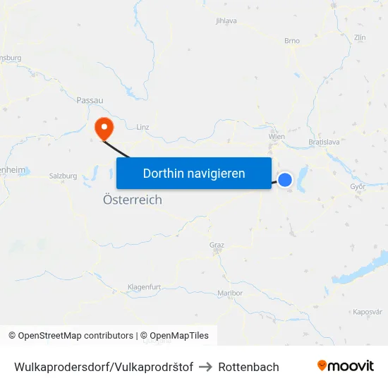 Wulkaprodersdorf/Vulkaprodrštof to Rottenbach map