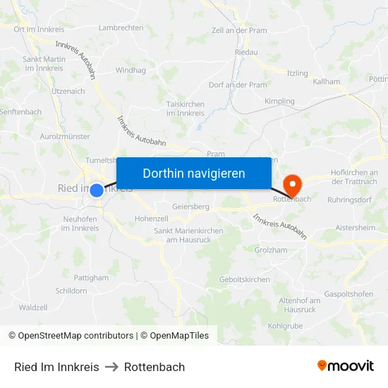 Ried Im Innkreis to Rottenbach map
