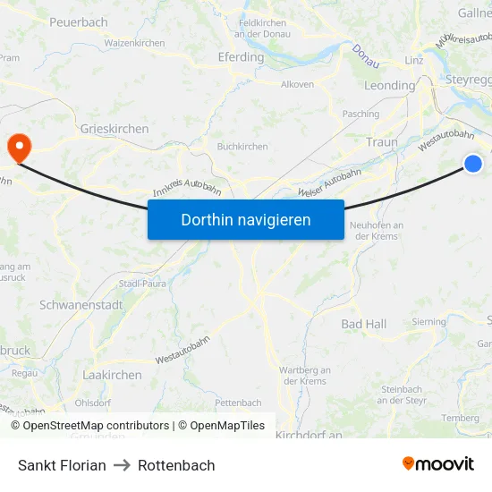 Sankt Florian to Rottenbach map