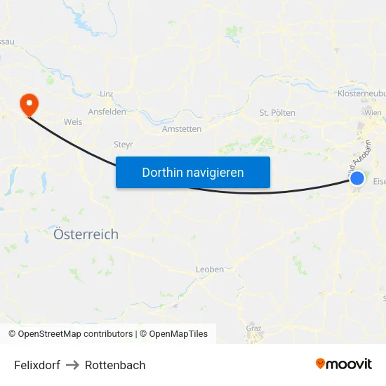 Felixdorf to Rottenbach map