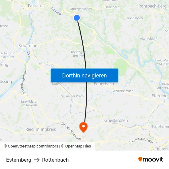 Esternberg to Rottenbach map