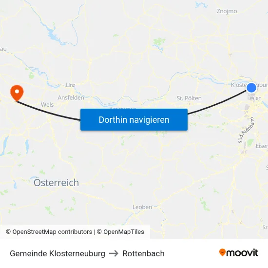 Gemeinde Klosterneuburg to Rottenbach map