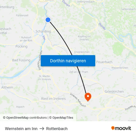 Wernstein am Inn to Rottenbach map