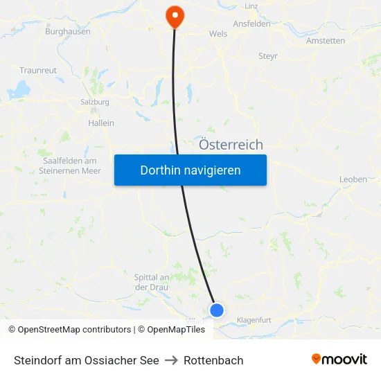 Steindorf am Ossiacher See to Rottenbach map