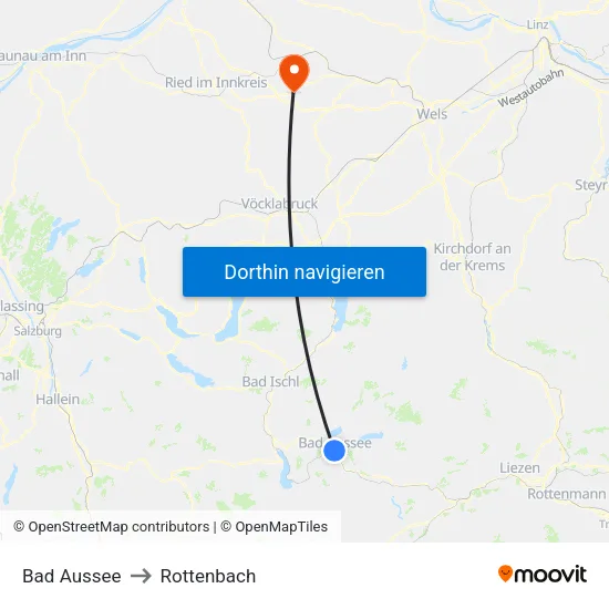 Bad Aussee to Rottenbach map