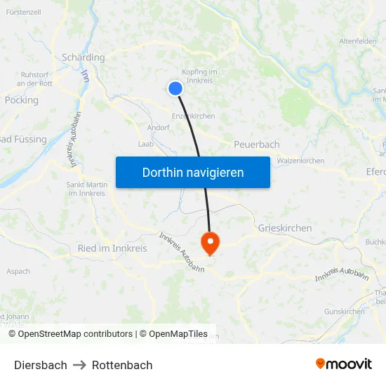 Diersbach to Rottenbach map