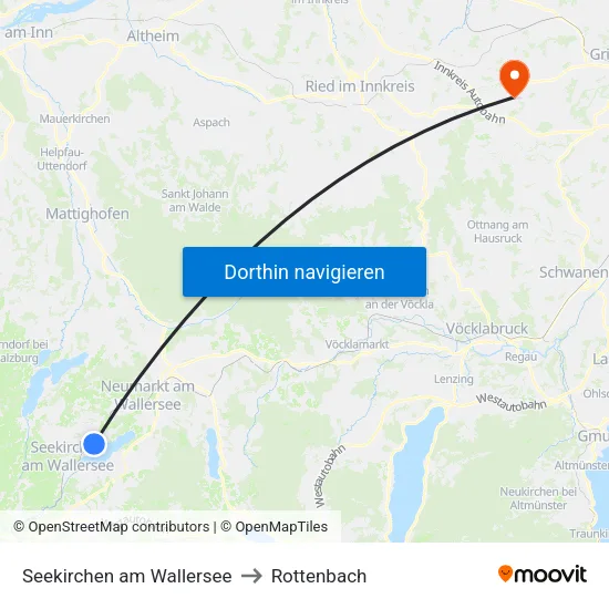 Seekirchen am Wallersee to Rottenbach map