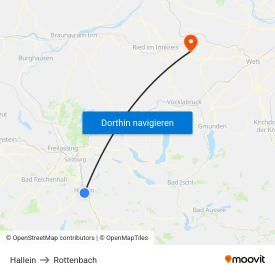 Hallein to Rottenbach map