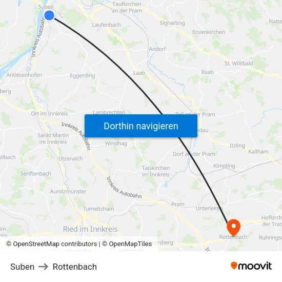Suben to Rottenbach map